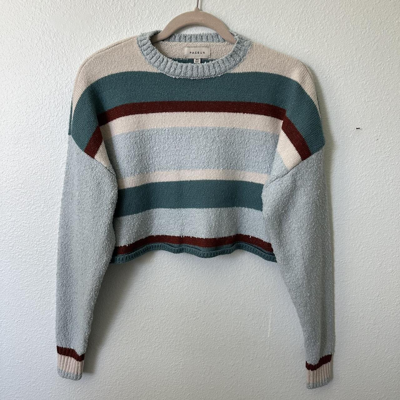 PacSun Women's Sweater Multi/Blue XS – Pacsun striped cropped