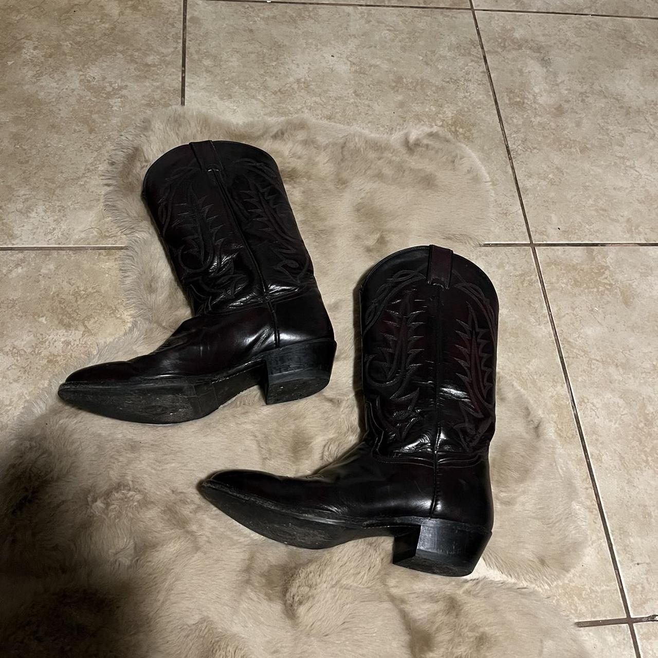 Tony Lama Men's Black and Red Boots | Depop