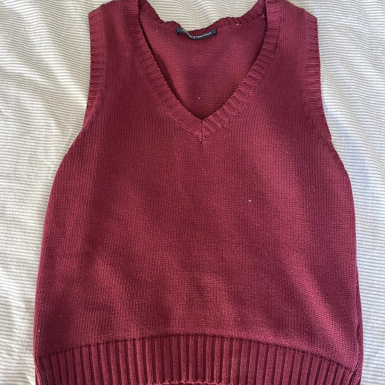 Wine burgundy red brandy Melville sweater knit vest.... - Depop