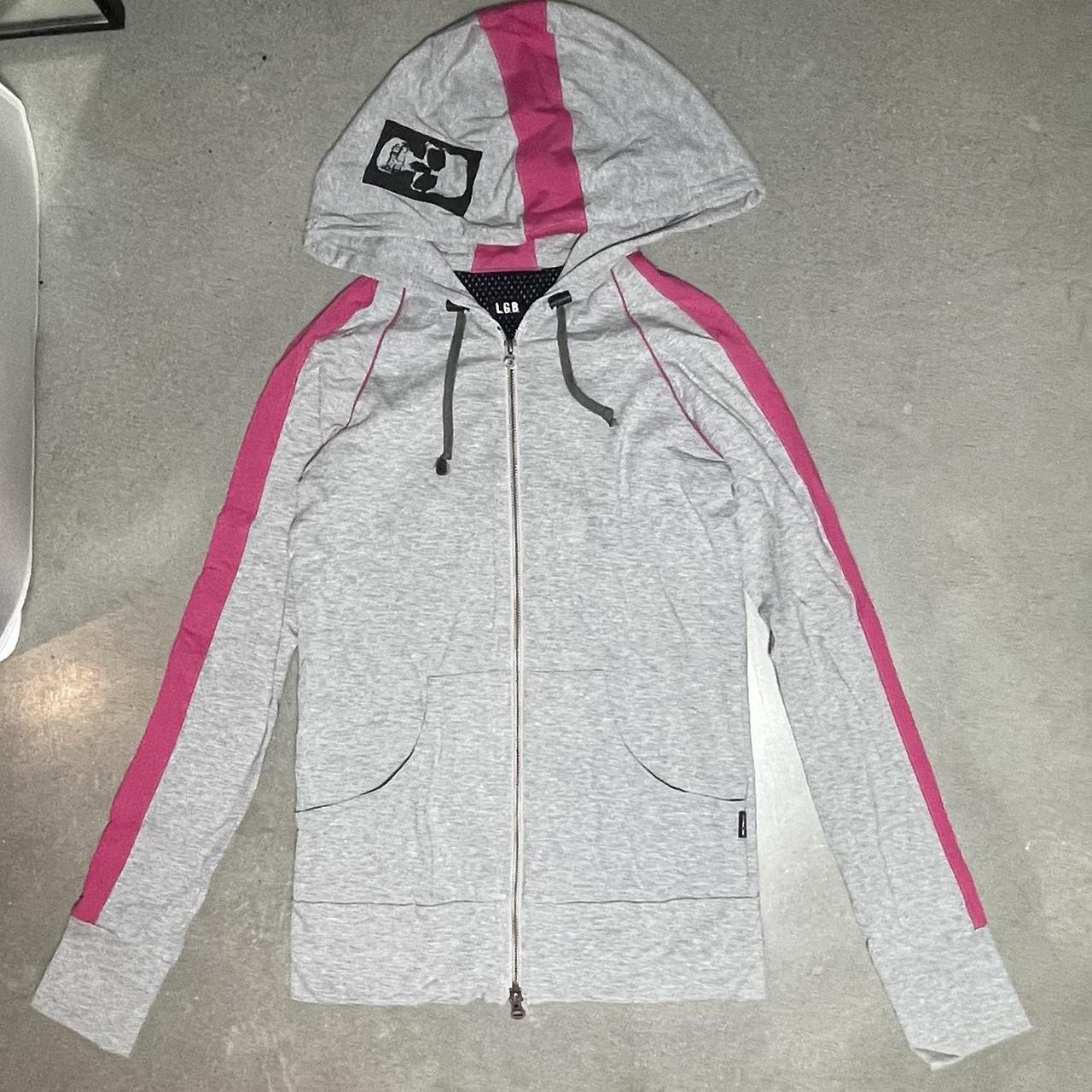 LGB grey pink skull printed hoodie sweatpants set... - Depop