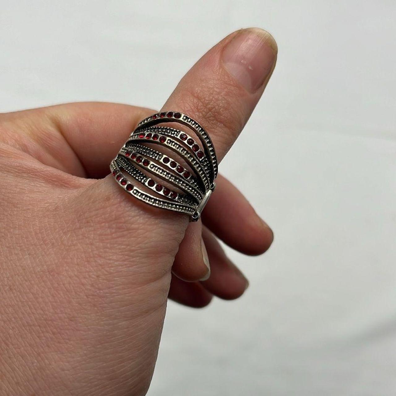 Source Unknown Women's Ring - Silver/Red – This v… - image 6