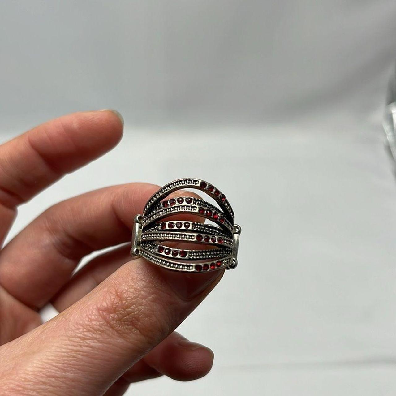 Source Unknown Women's Ring - Silver/Red – This v… - image 5