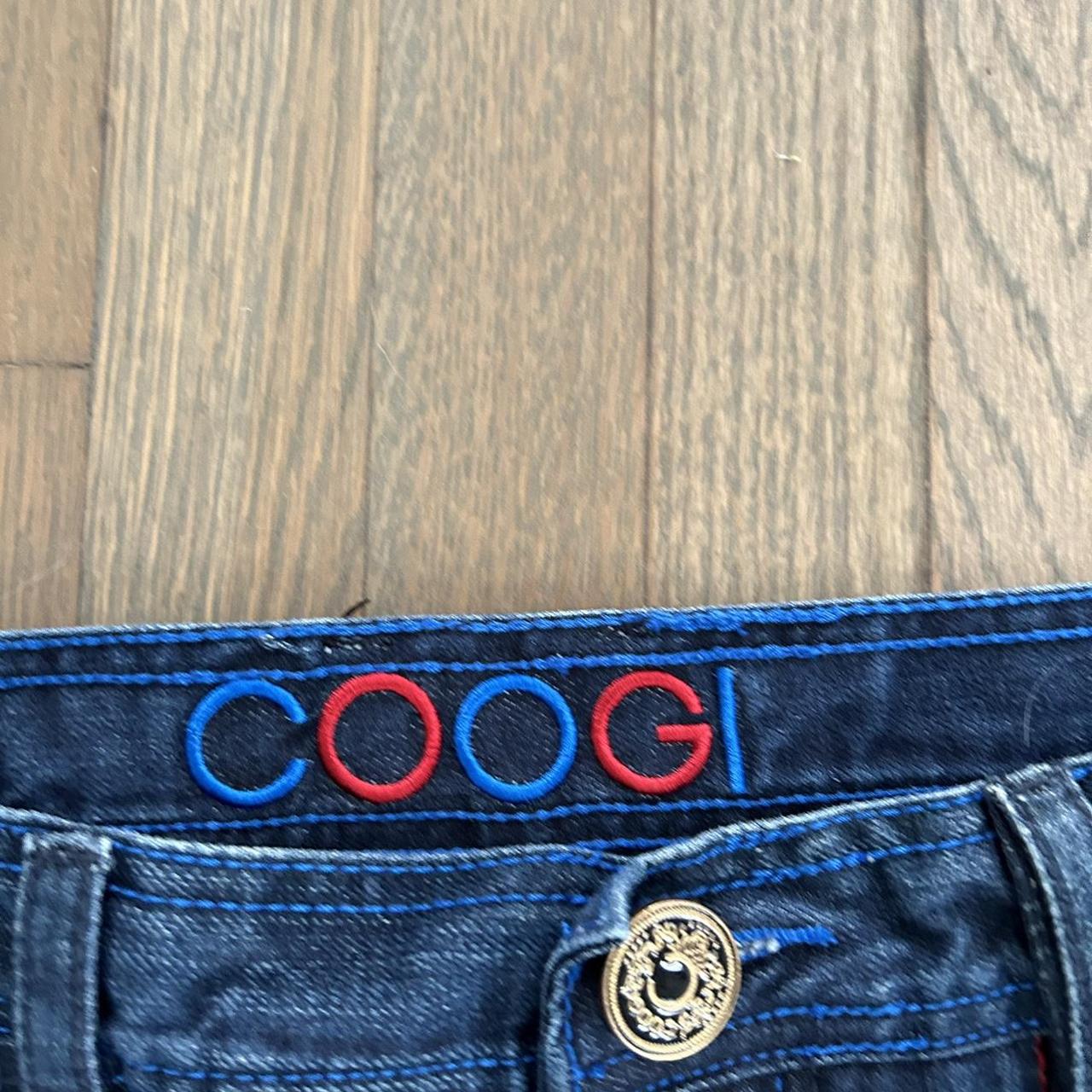 Coogi Men's Blue and Gold Jeans | Depop