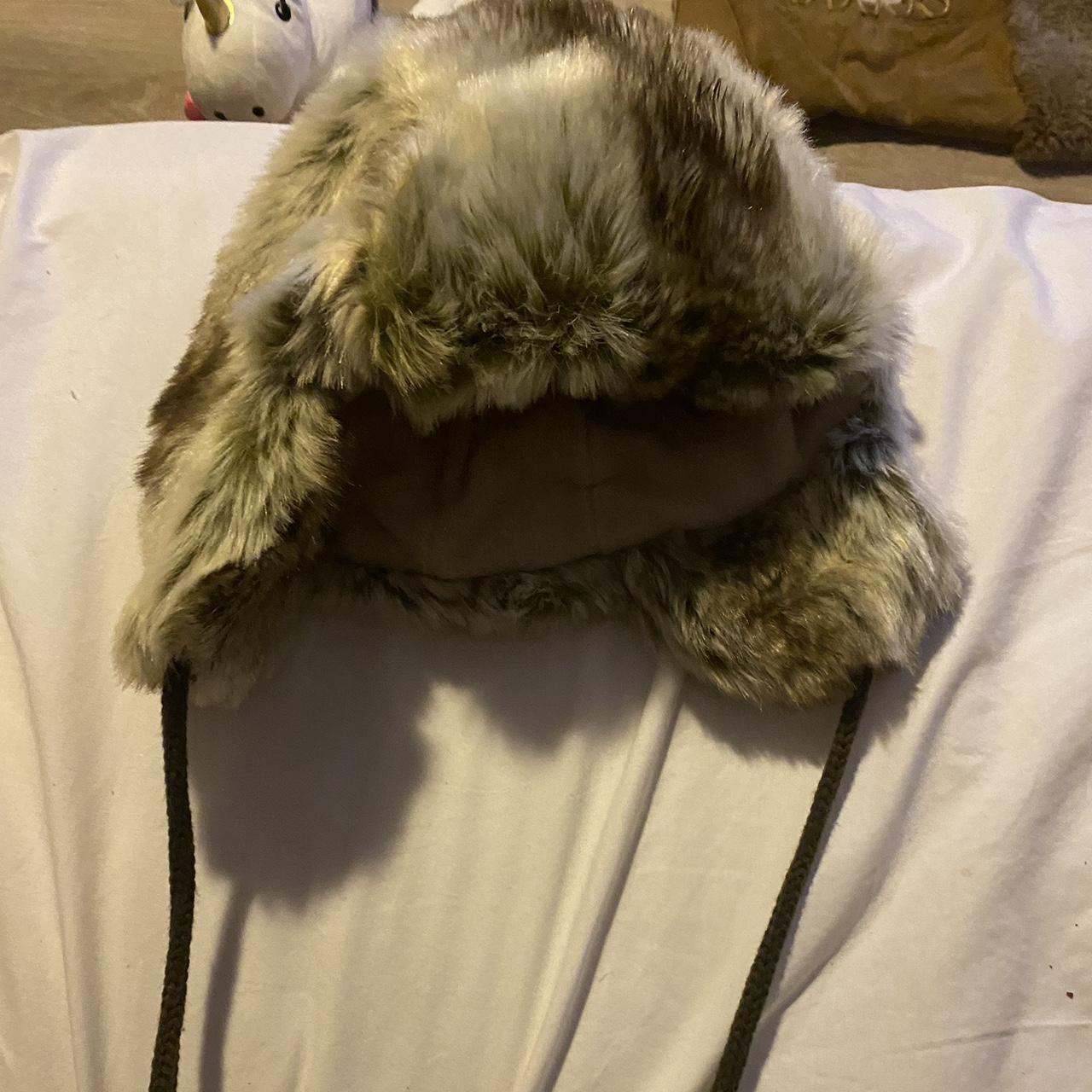 furry white fur bimbo ushanka fur trapper no... - Depop