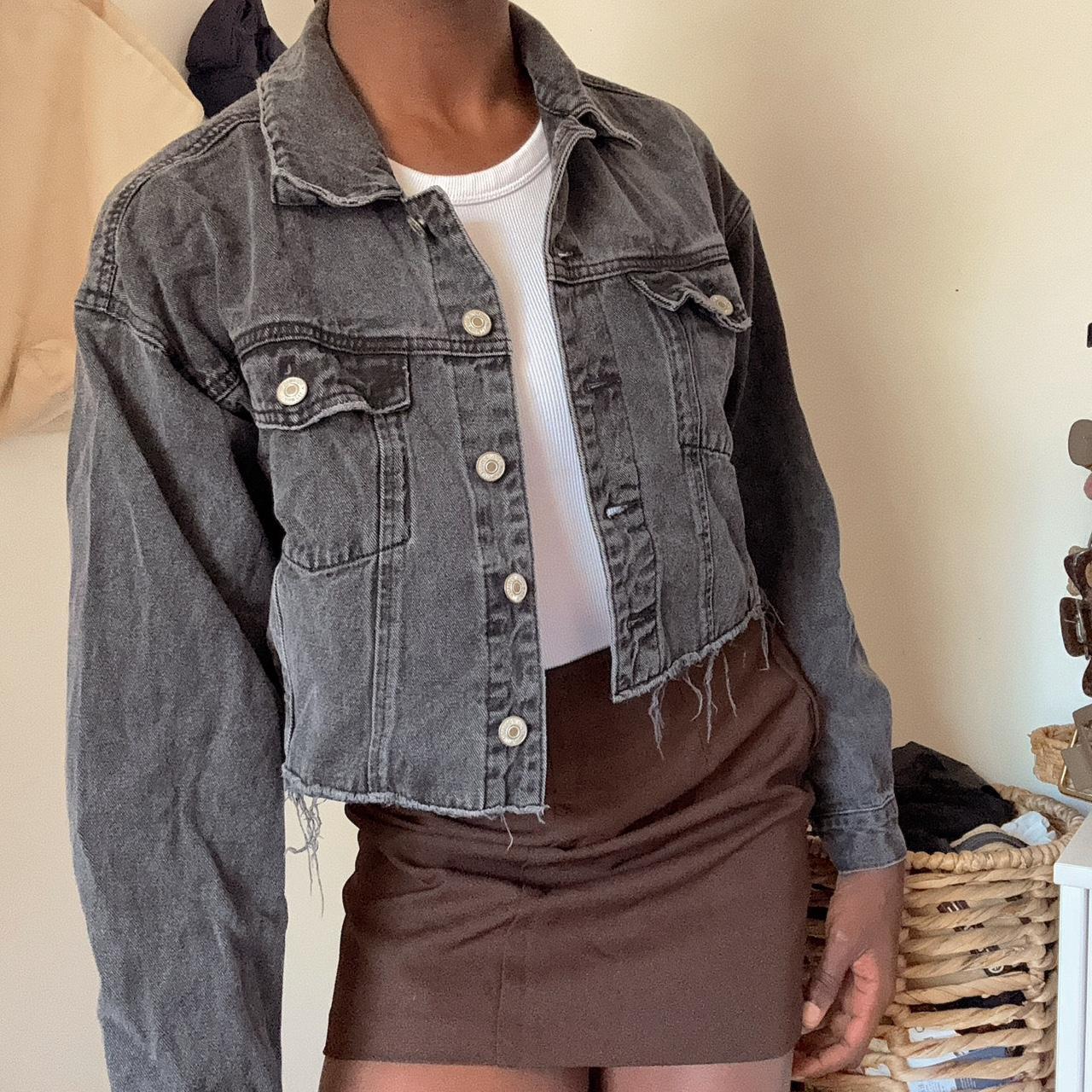 Cropped black denim jacket forever 21 best sale