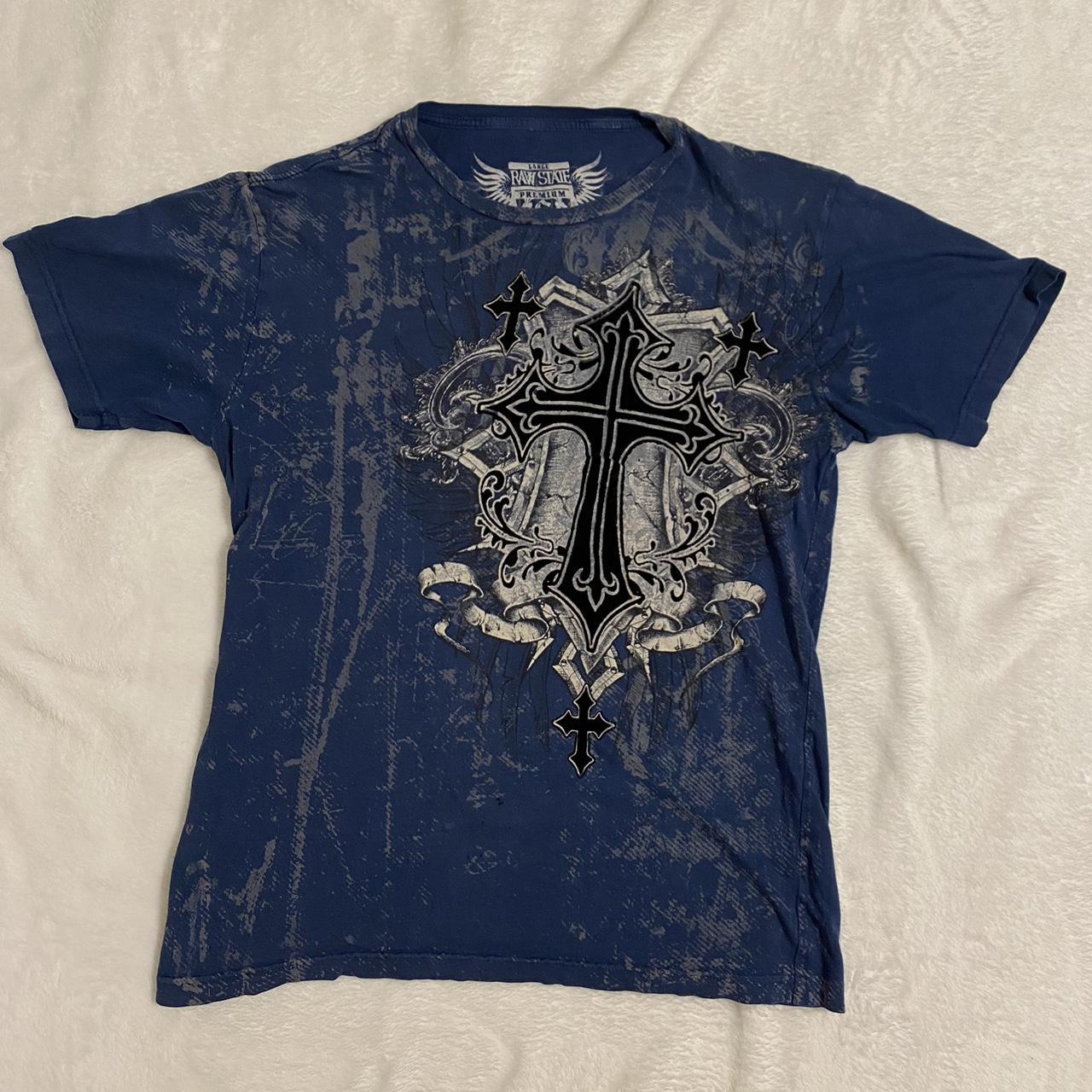 Blue raw state by affliction double sided with... - Depop