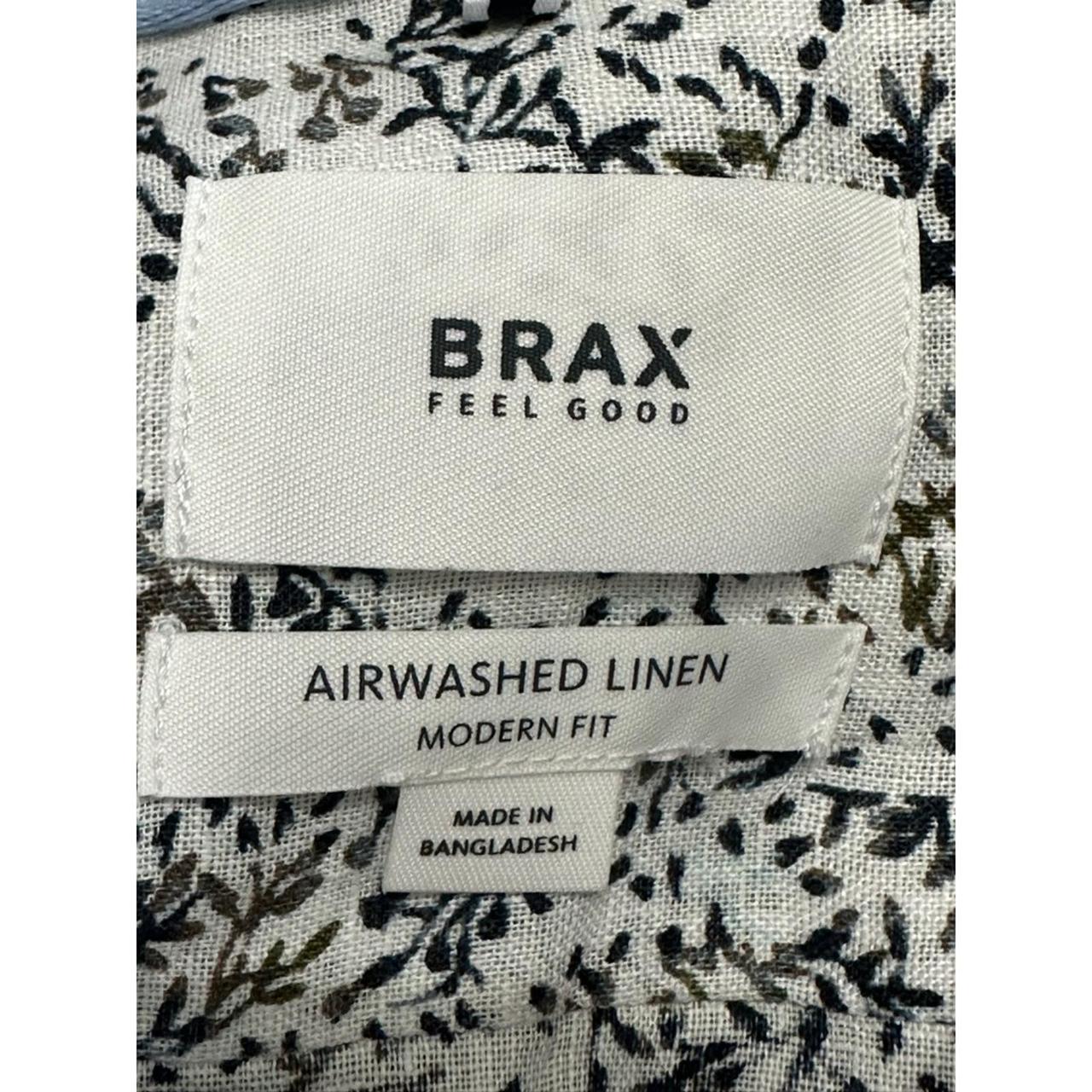 Brax Mens Airwashed Linen Button-Up Shirt White... - Depop