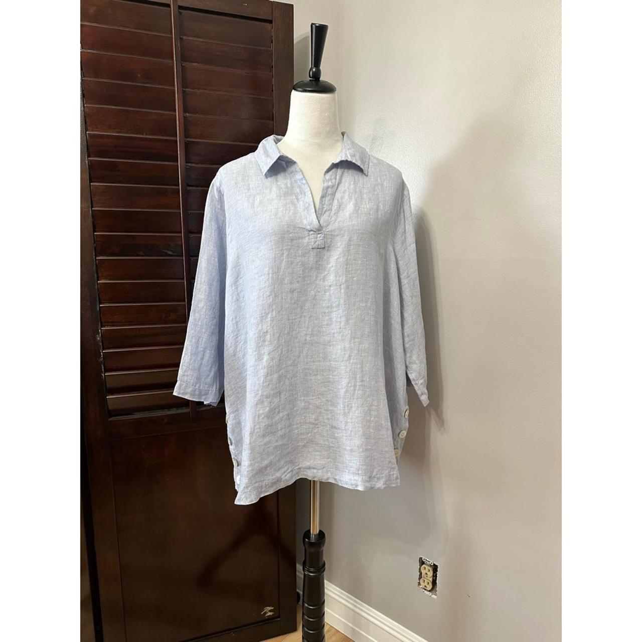 J.Jill Love Linen Mixed Medium Tunic Blouse V Neck - Depop