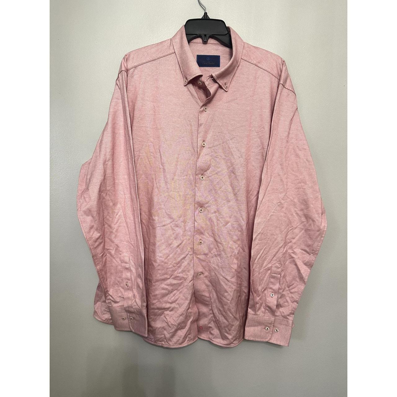 David Donahue Men's Pink White Small Polka Dot Print... - Depop