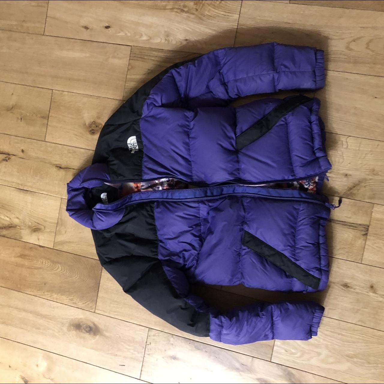 North face purple puffer Has dates and names of... - Depop