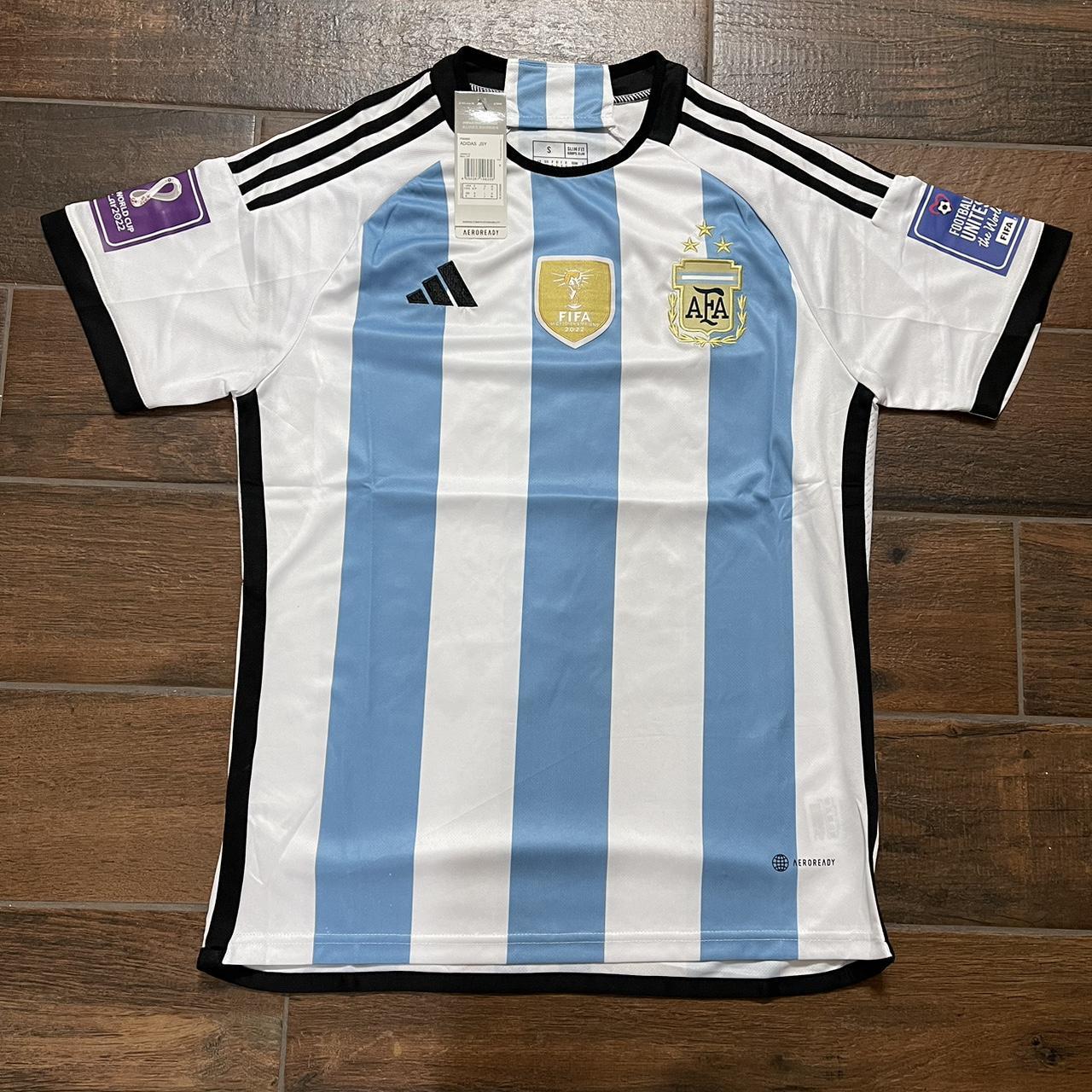 Argentina Away Soccer Jersey Messi #10 World Cup - Depop