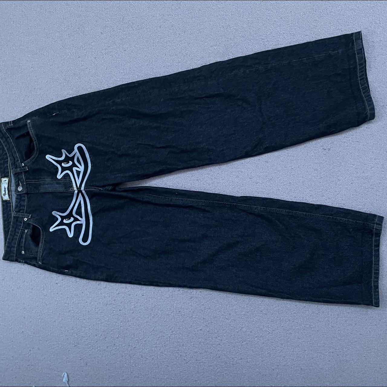 black and white protect ldn jeans size L supper... Depop