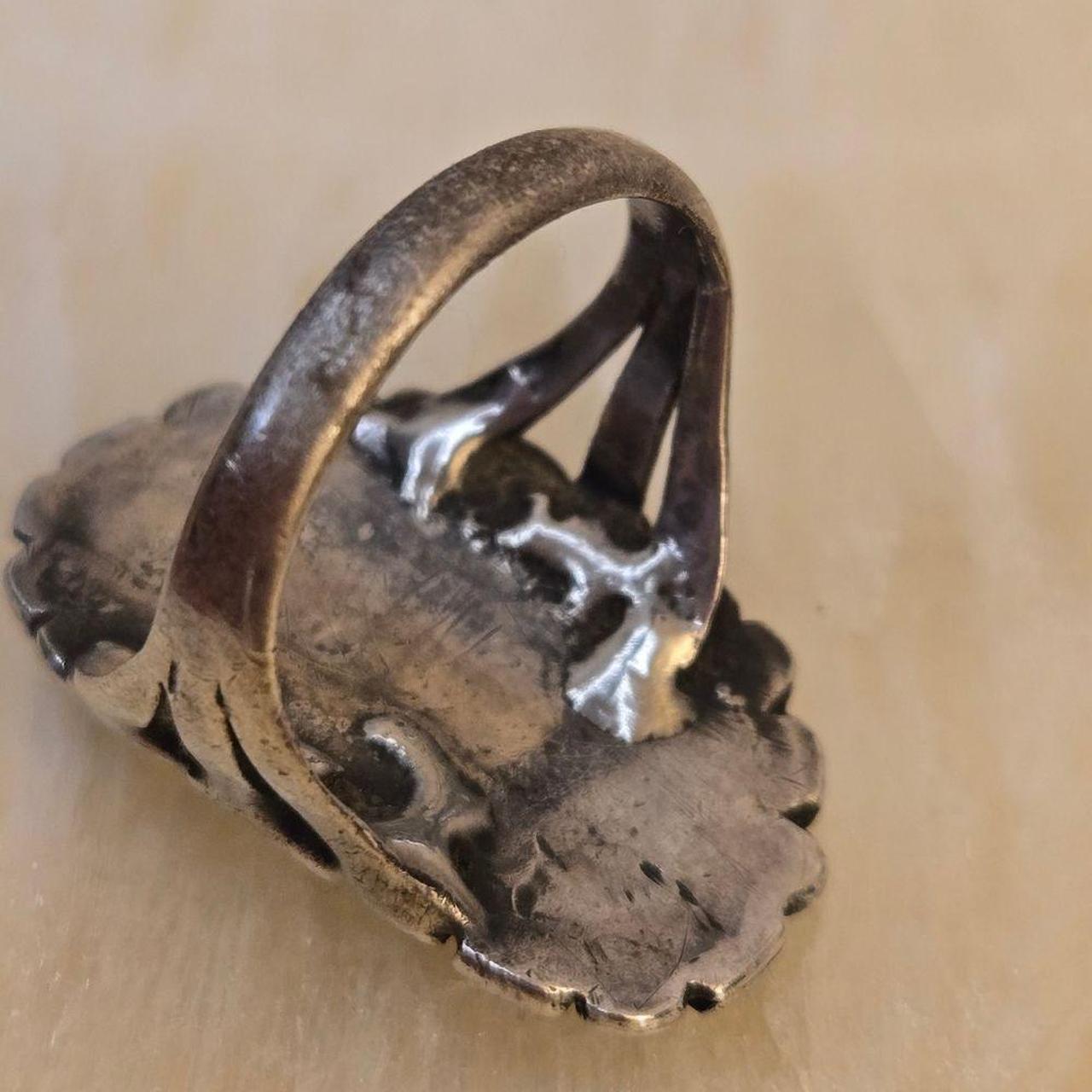 Source Unknown Women's Ring - Silver/Green – Vint… - image 2