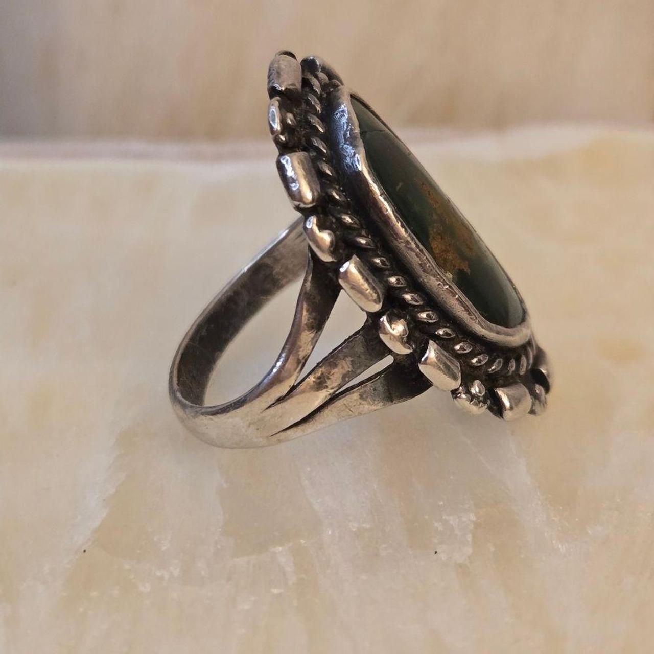 Source Unknown Women's Ring - Silver/Green – Vint… - image 8