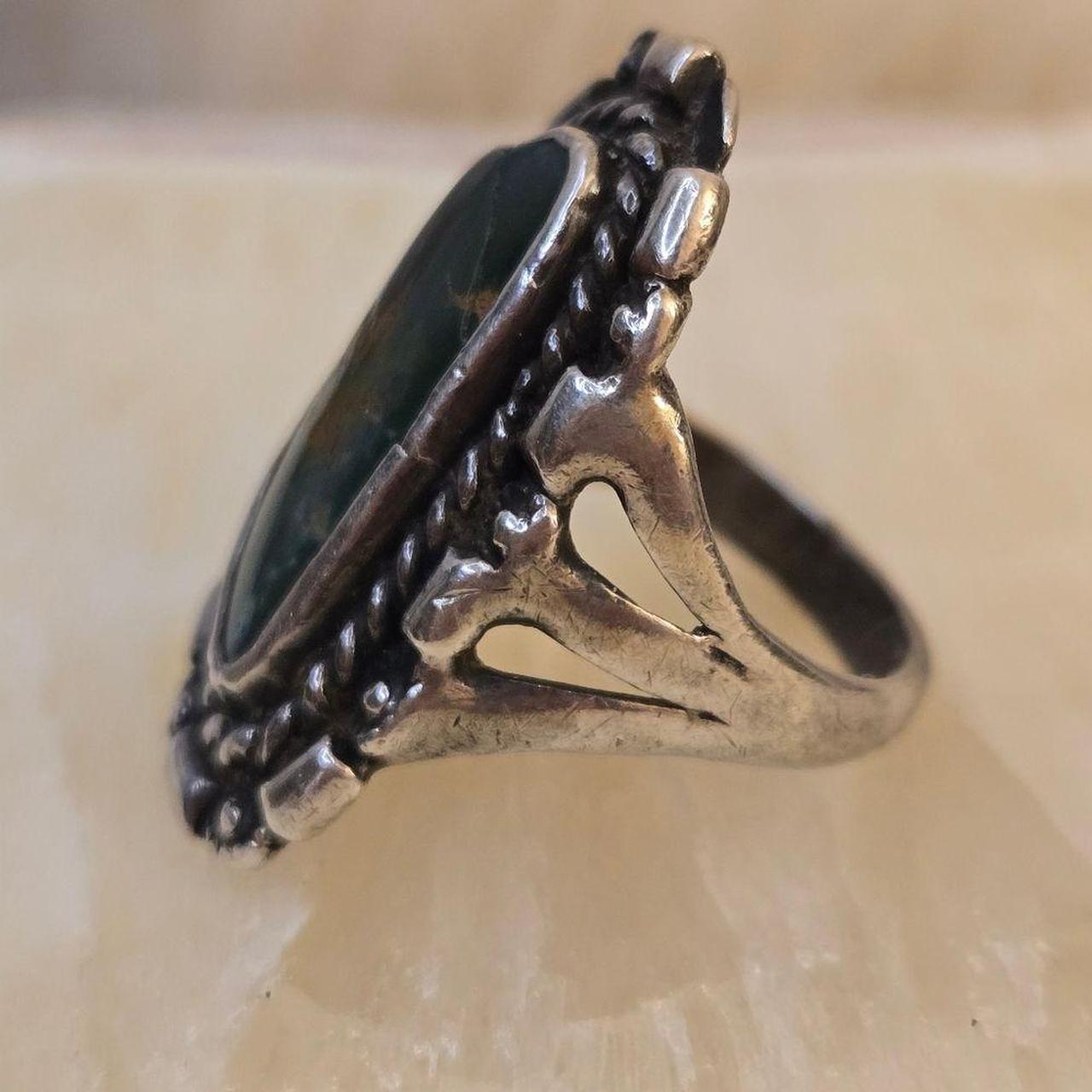 Source Unknown Women's Ring - Silver/Green – Vint… - image 4