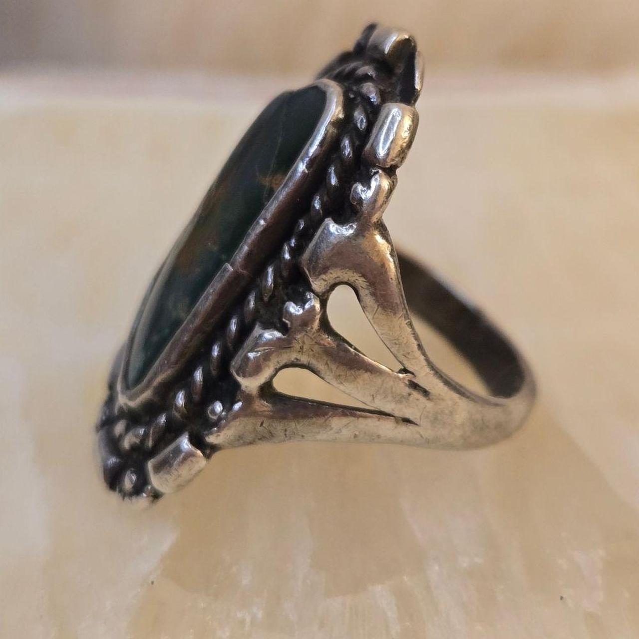 Source Unknown Women's Ring - Silver/Green – Vint… - image 6