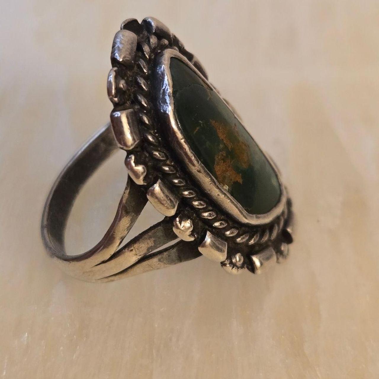 Source Unknown Women's Ring - Silver/Green – Vint… - image 3