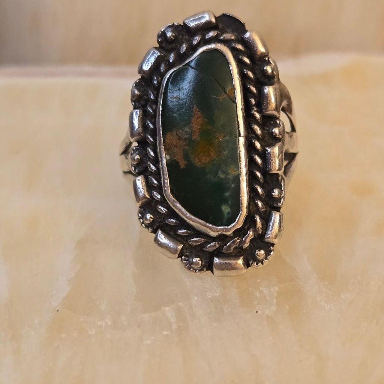 Source Unknown Women's Ring - Silver/Green – Vint… - image 7