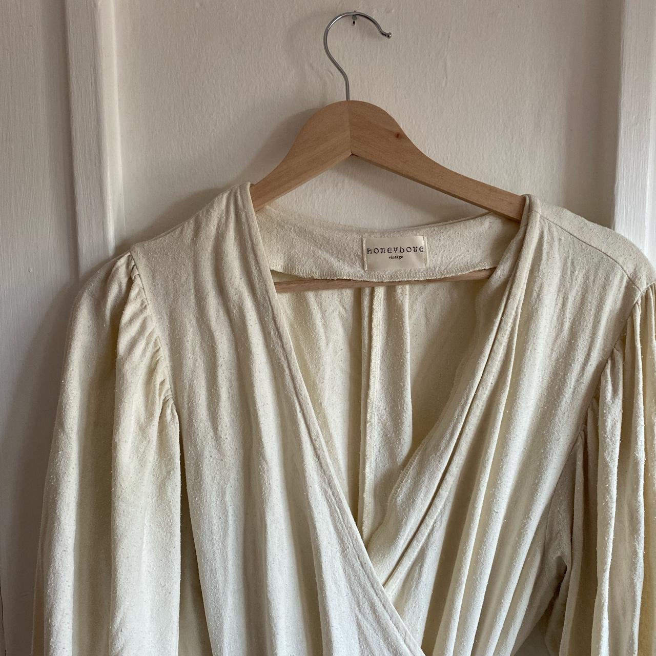 honeydove vintage 100% raw silk wrap dress - size - Depop