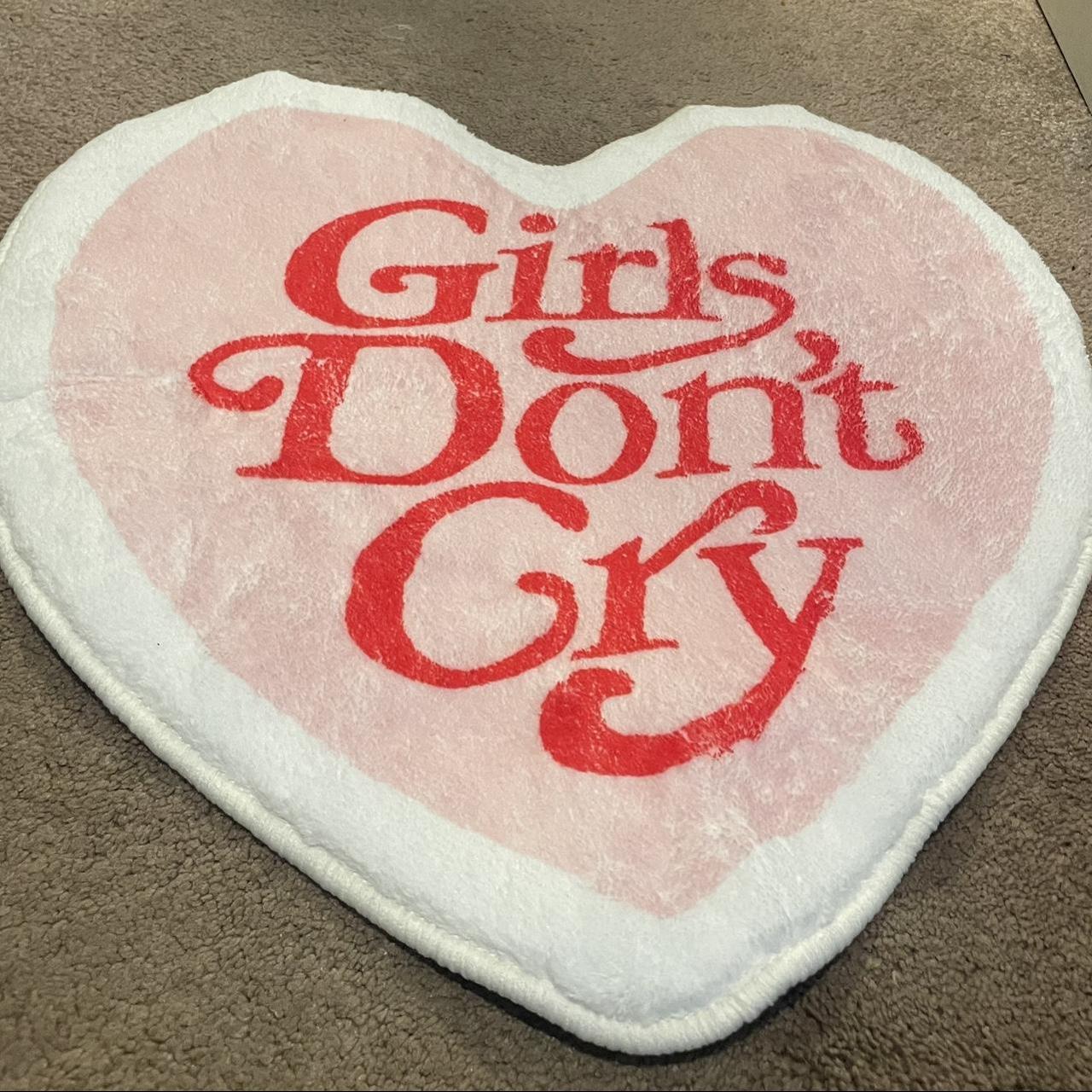 Girls don't cry hand made heart shaped rug 19 in... - Depop