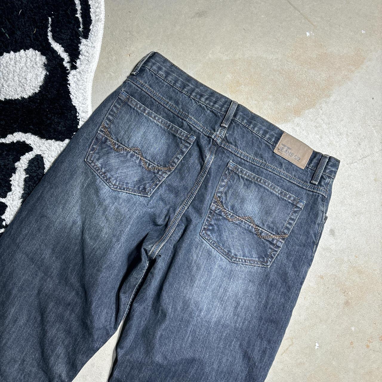 y2k grunge baggy bootcut jeans size - 32/34 leg... - Depop