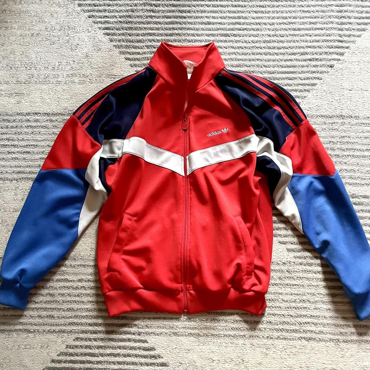 Vintage 80s Adidas Trefoil track jacket Size is... - Depop