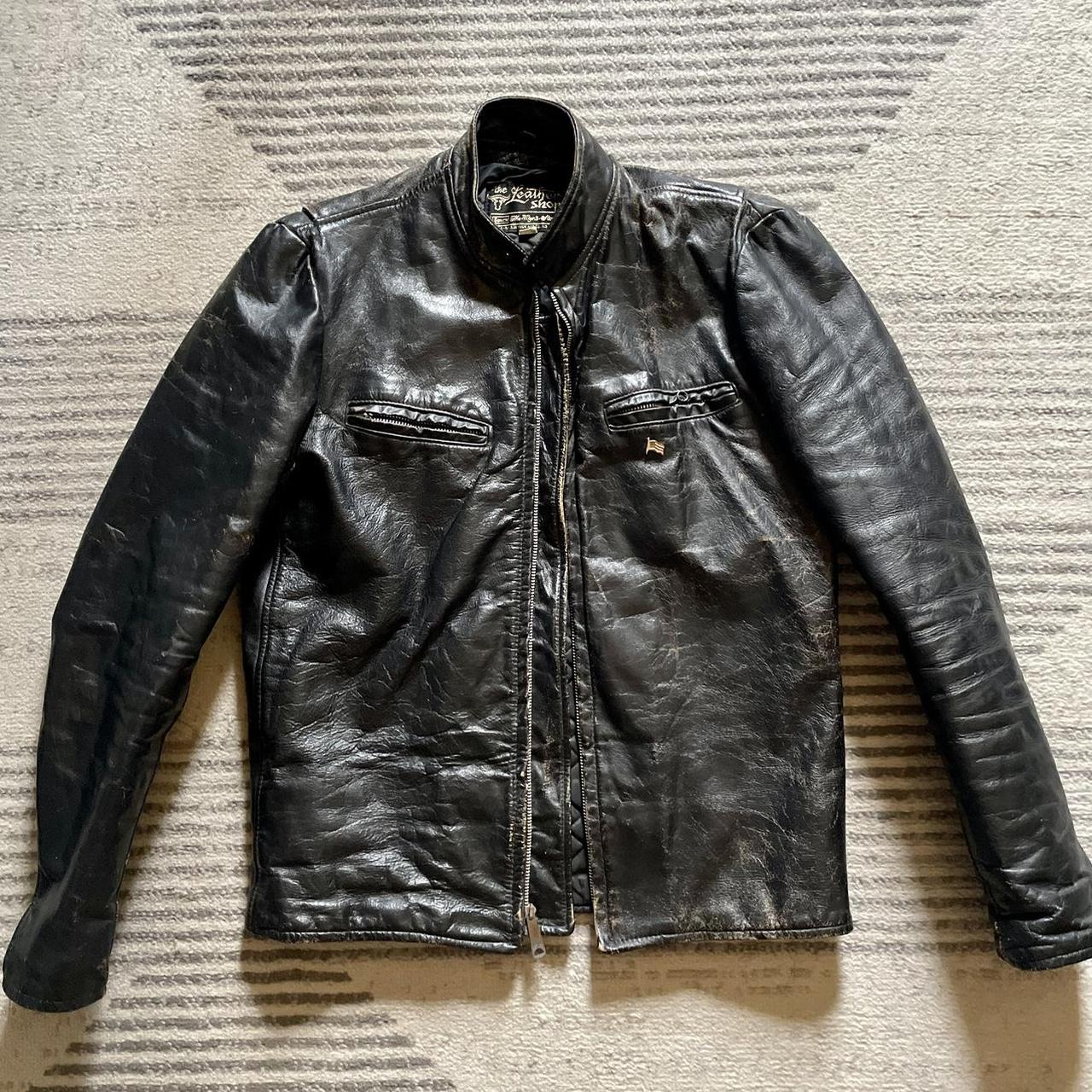 Vtg 60s Sears cowhide motorcycle cafe racer leather... - Depop