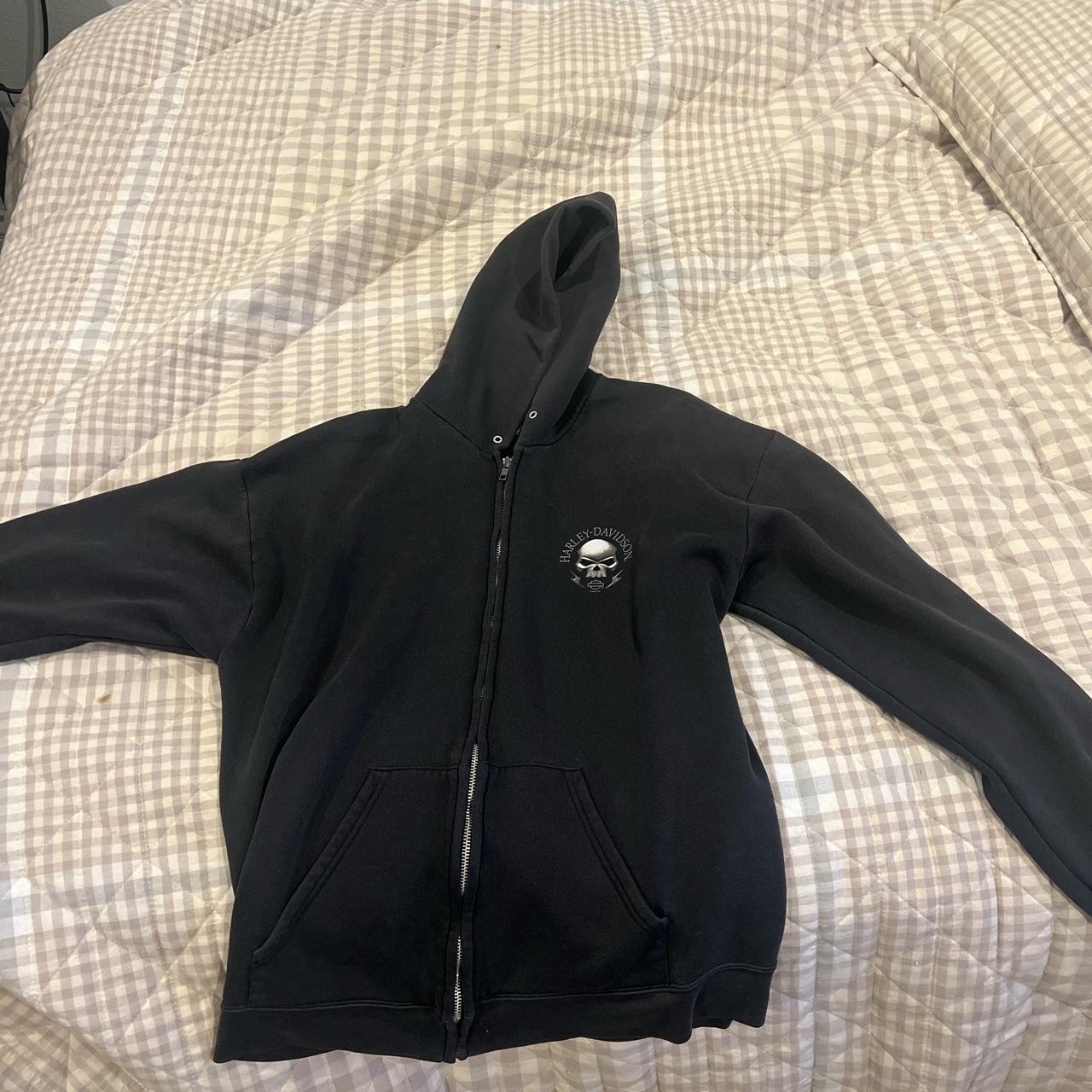 Medium grey Harley Davidson zip up jacket - Depop