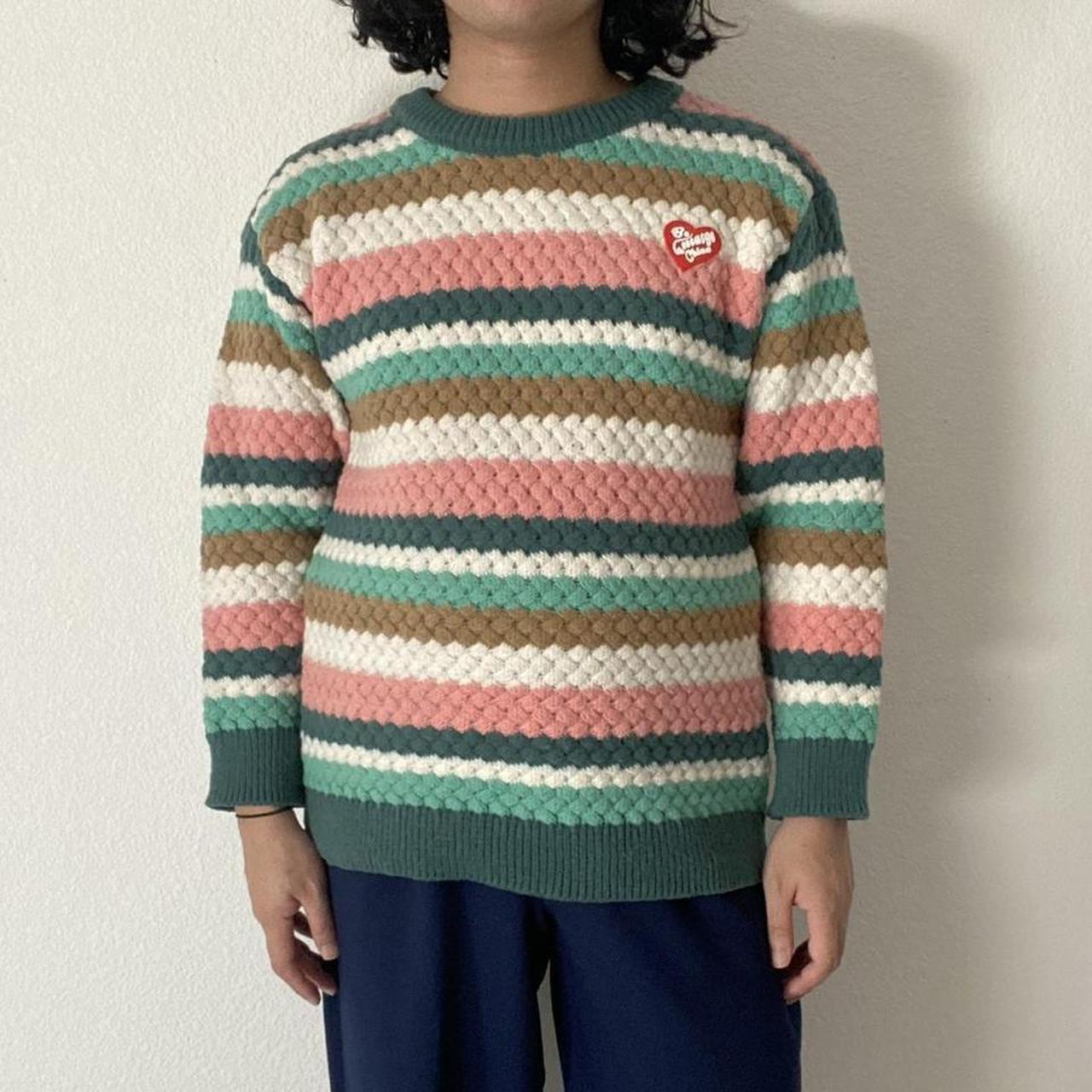 Multicolor Stripe Knitted Sweater brand new fits... - Depop