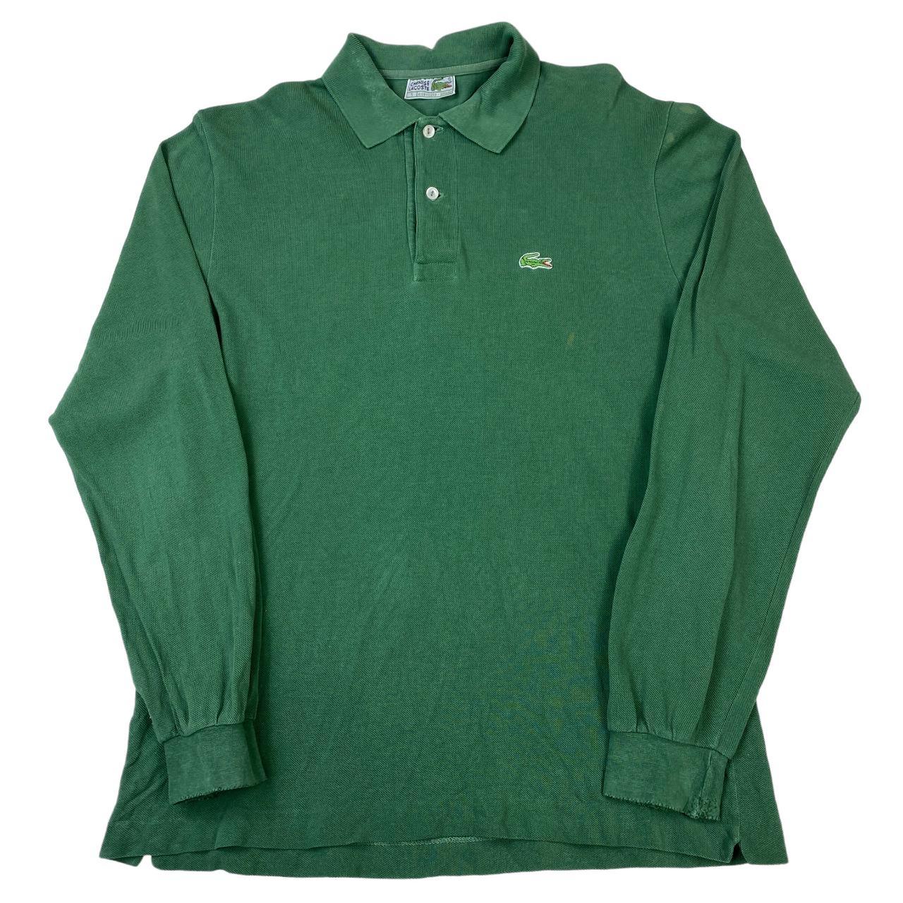 GREEN LACOSTE LOGO EMBROILERY QUARTER BUTTON UP POLO... - Depop