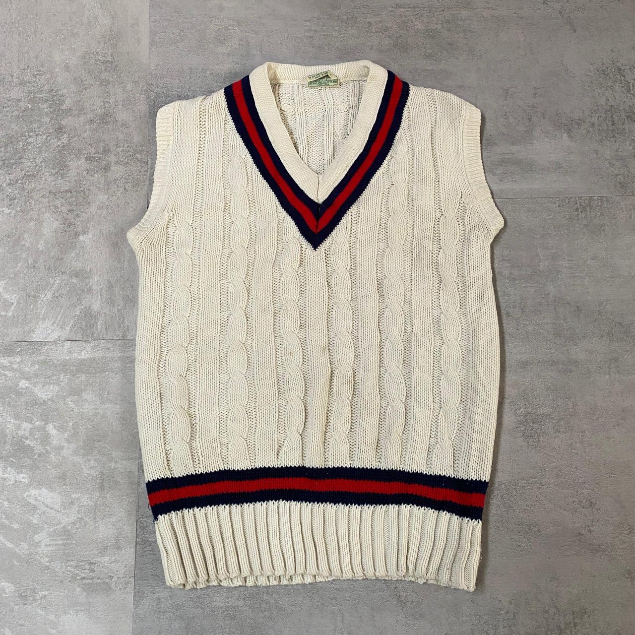 Beige Heavy Knitted Knitwear Sweater Vest Size on... - Depop