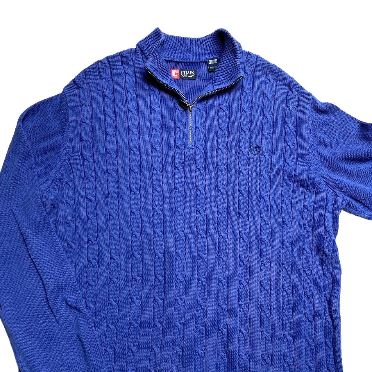 Ralph Lauren Chaps Blue Quarter Zip Knitwear Sweater... Depop