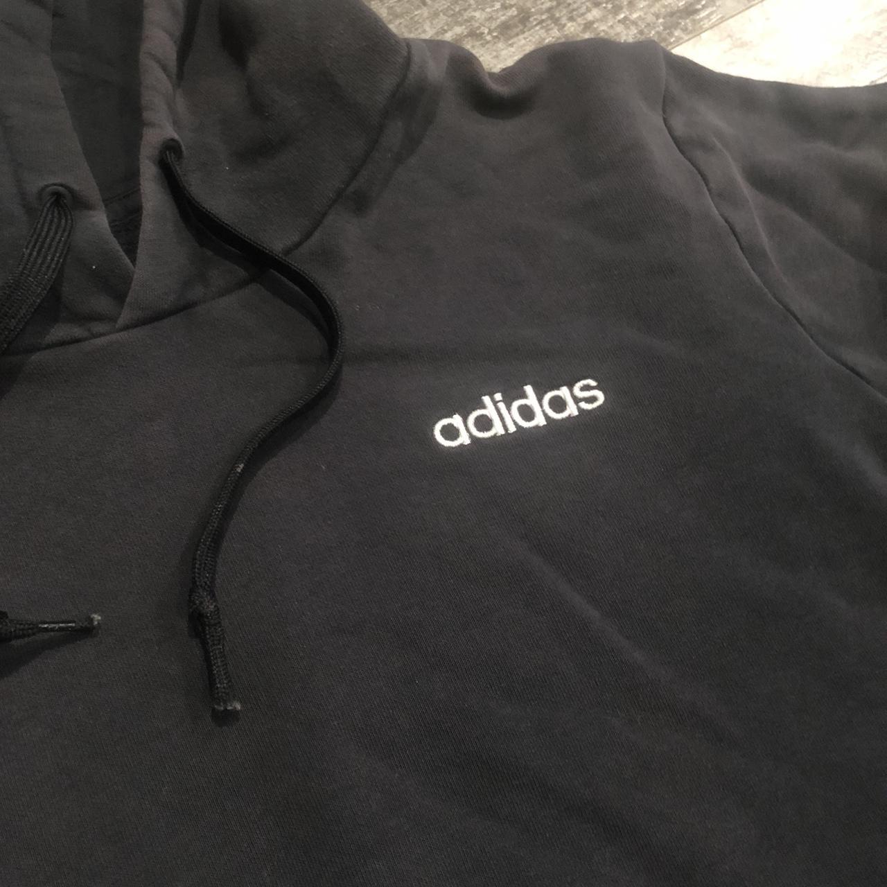 Vintage Black Adidas Hoodie Size Medium Holes next... - Depop