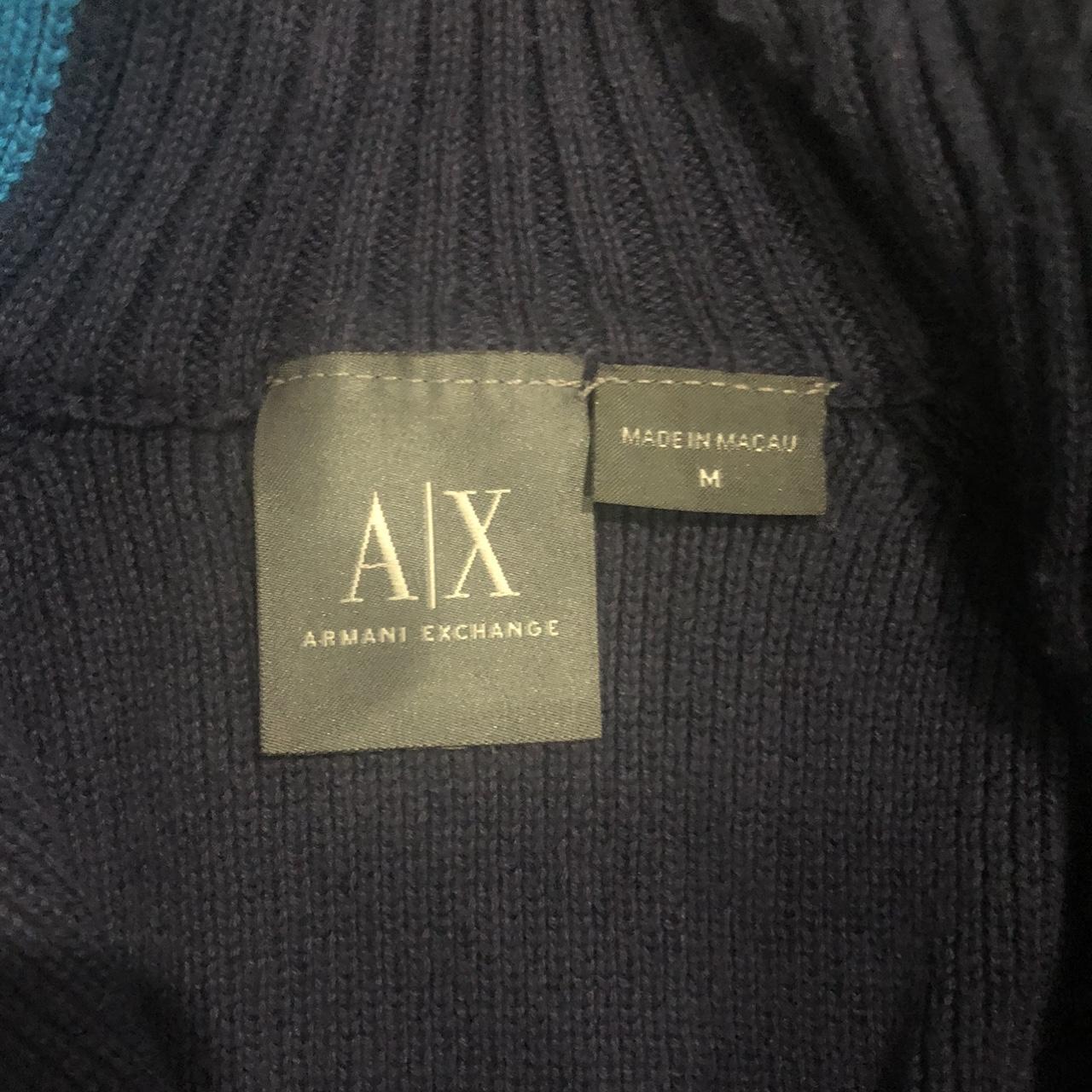 Vintage Navy Blue Armani Exchange Quarter Zip Fleece... - Depop