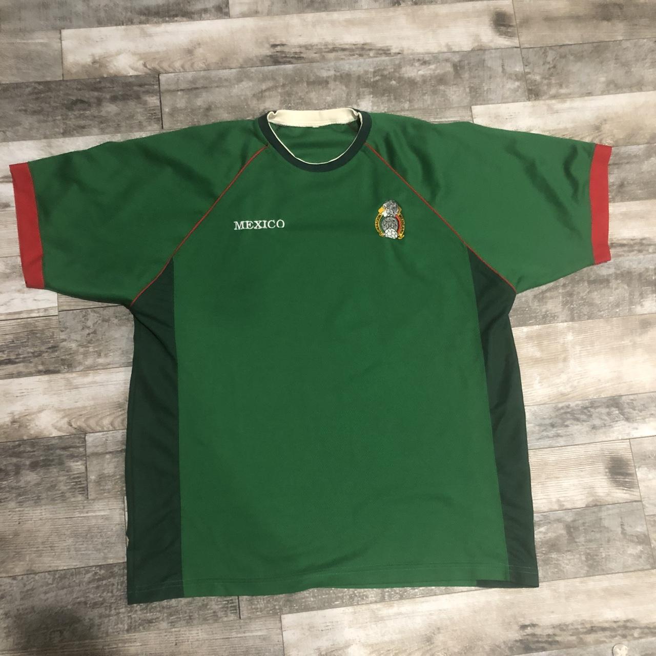 Vintage Mexico Soccer Green Jersey Shirt Embroidered Flag Patch Men's Size  Large