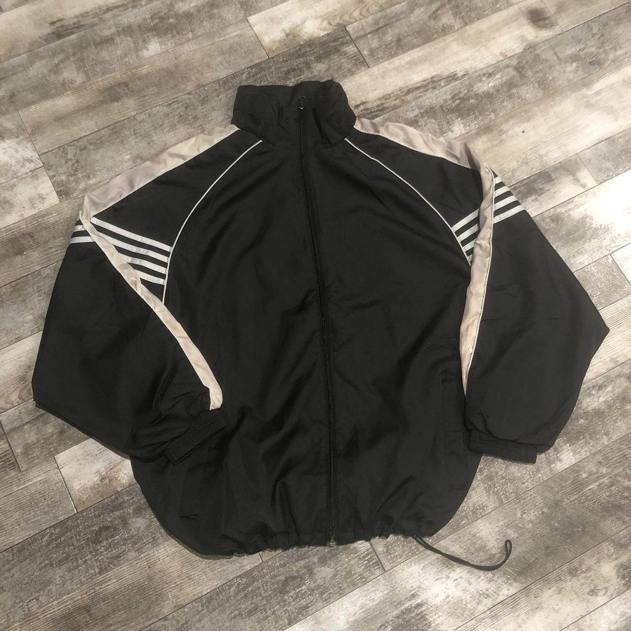 Vintage Black Windbreaker Zip Up Jacket Size... - Depop