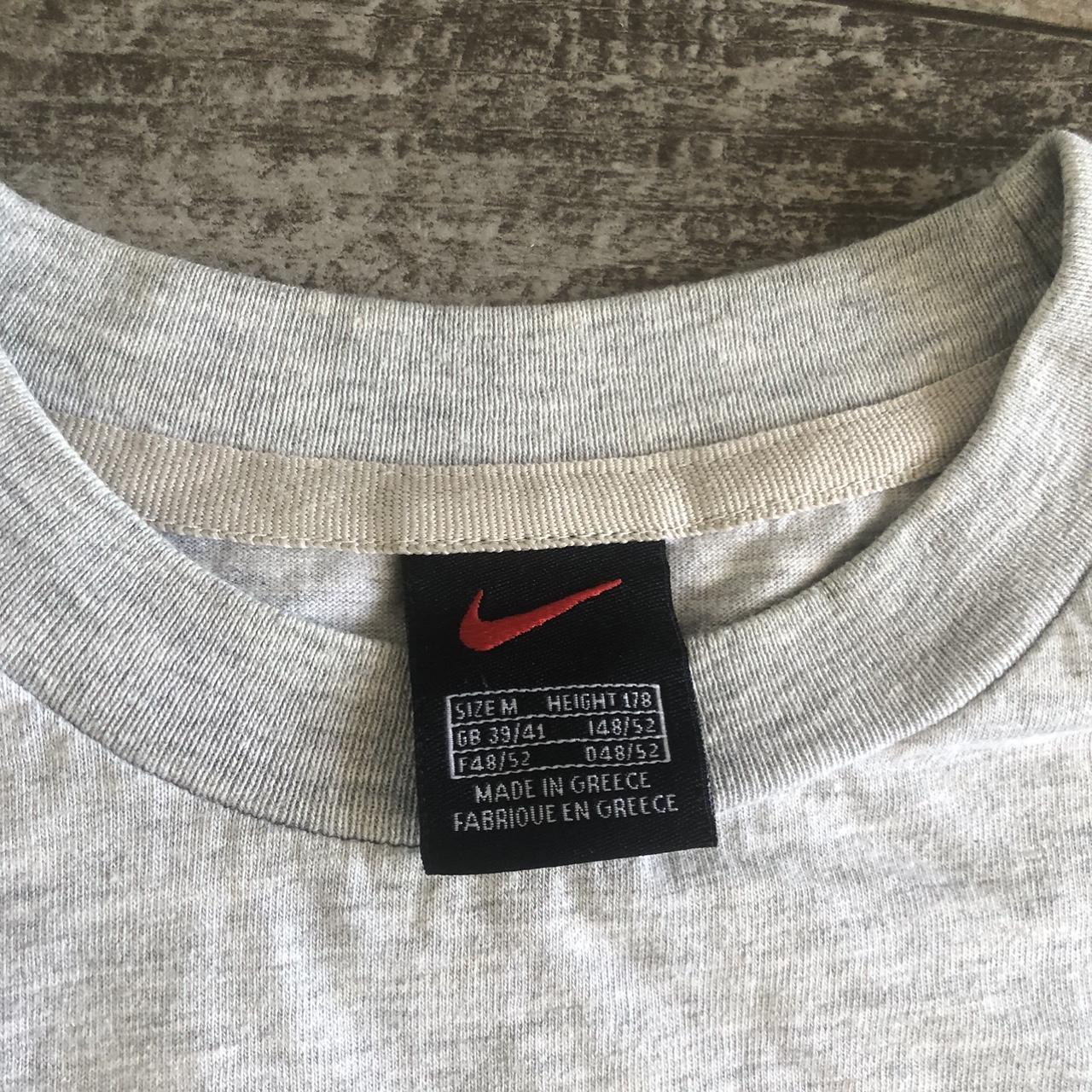 Vintage 90s Grey Nike Corner Swoosh Graphic Tee... - Depop