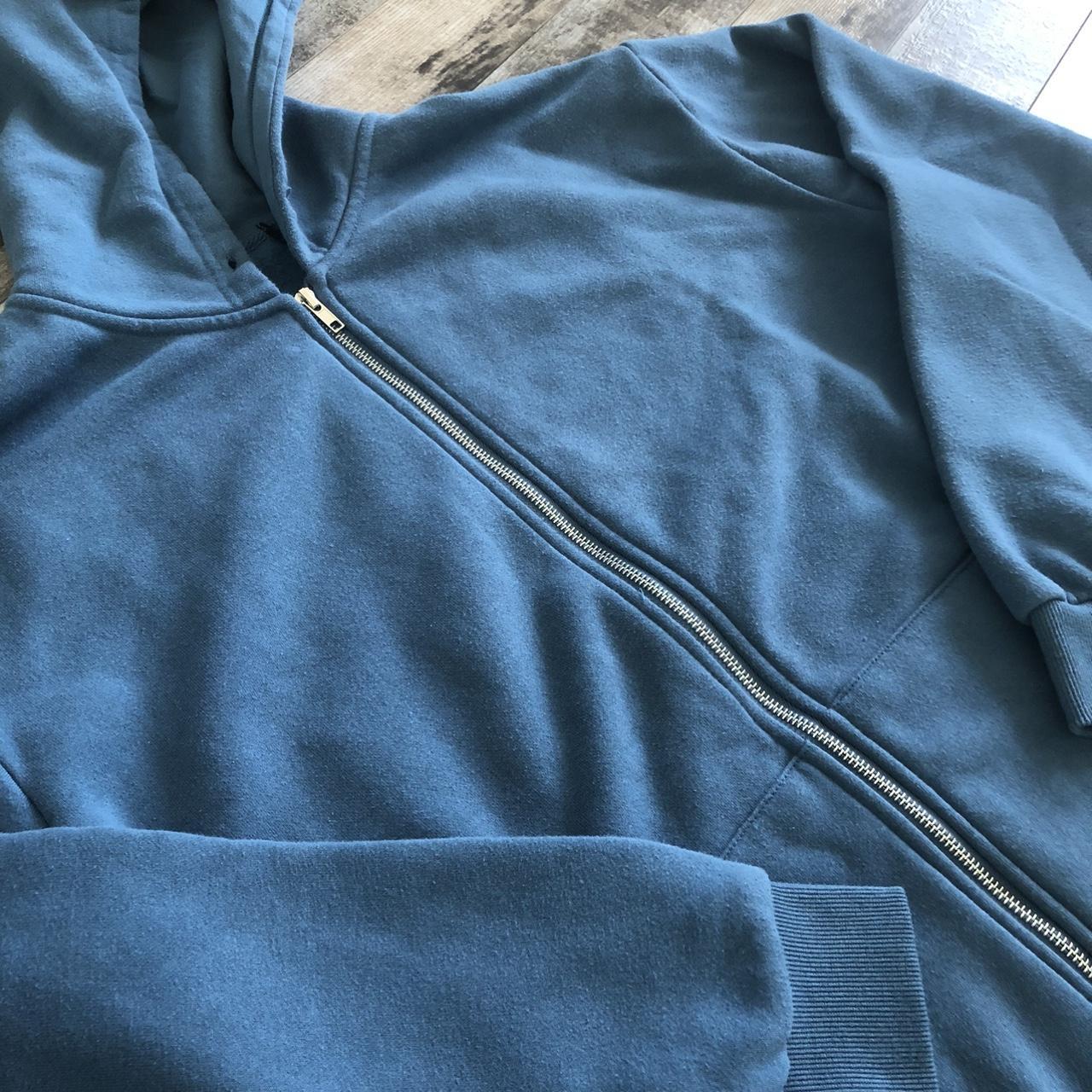 Vintage Y2K Blue Blank Essential Zip up Hoodie Size... - Depop