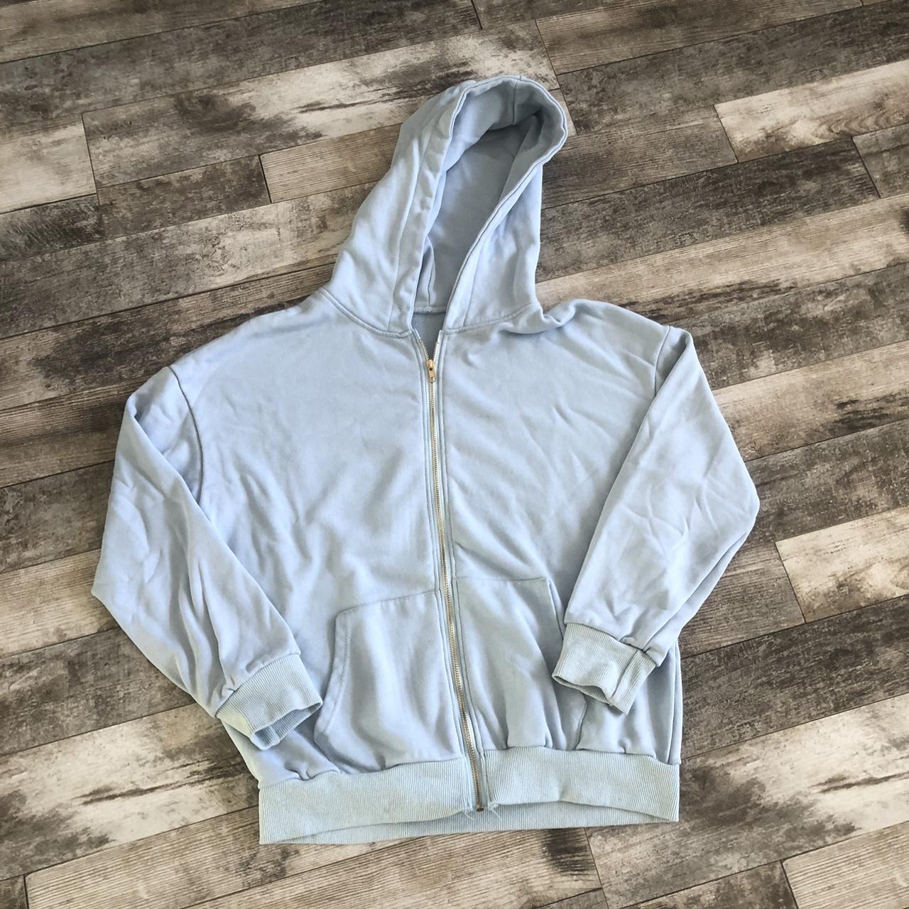 Vintage Y2K Baby Blue Blank Essential Zip up... - Depop