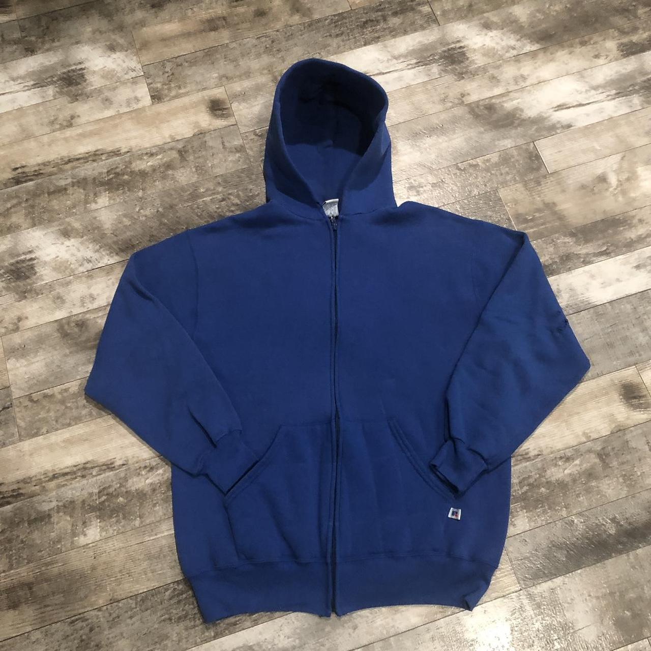 Vintage y2k russell athletic hot blank full zip hoodie navy