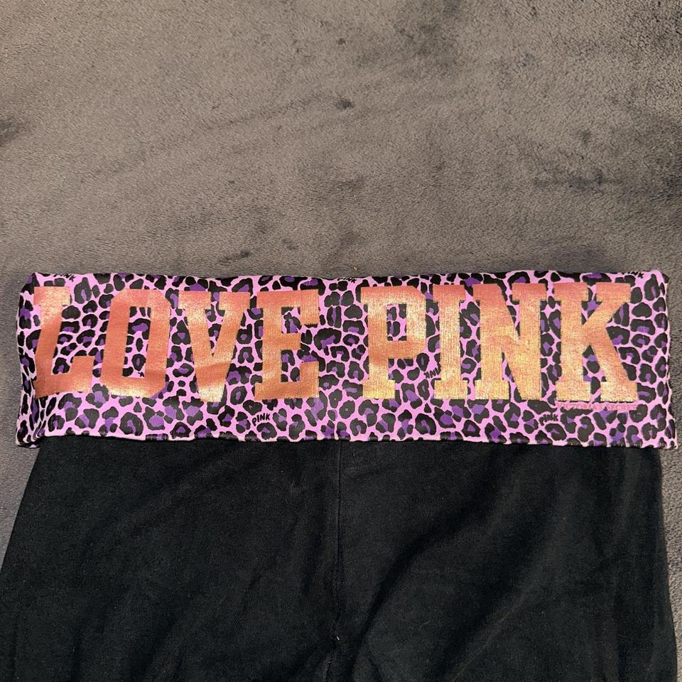 Victoria's Secret PINK Yoga Pants, Purple With Rose Gold Letters, Sz Small,  EUC!