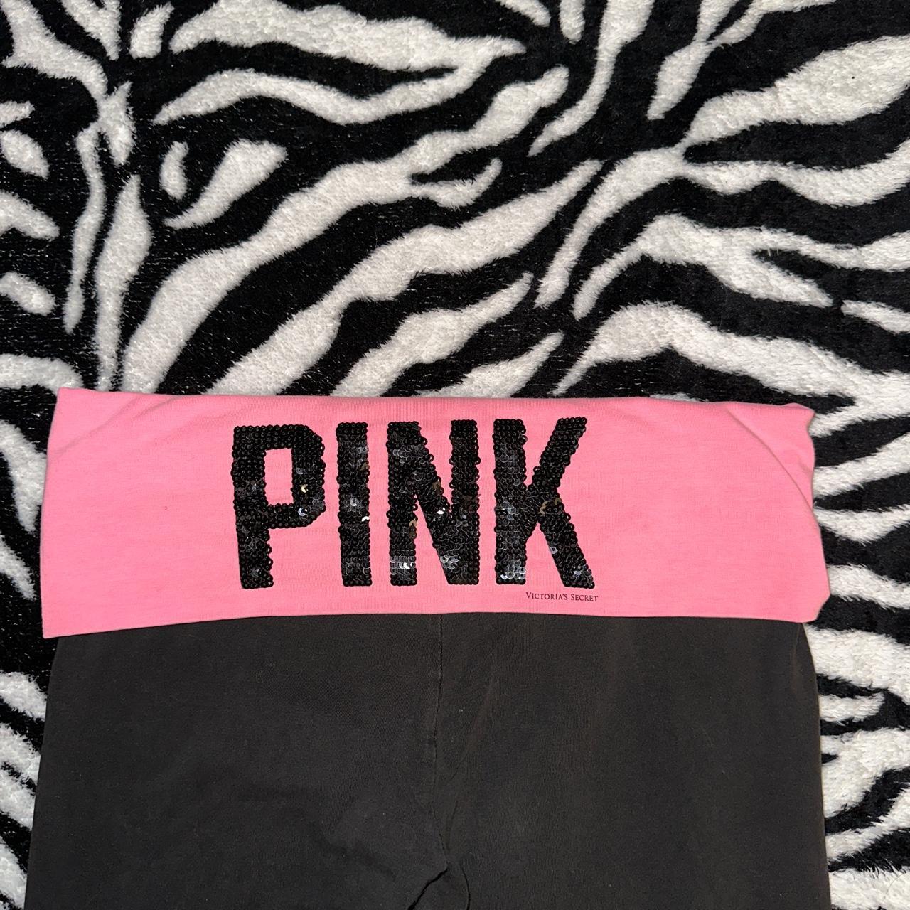 Victoria's Secret Pink And Black Leopard Print Fold Over Leggings