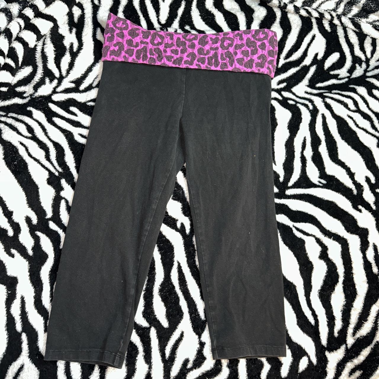 Victoria's Secret Pink And Black Leopard Print Fold Over Leggings