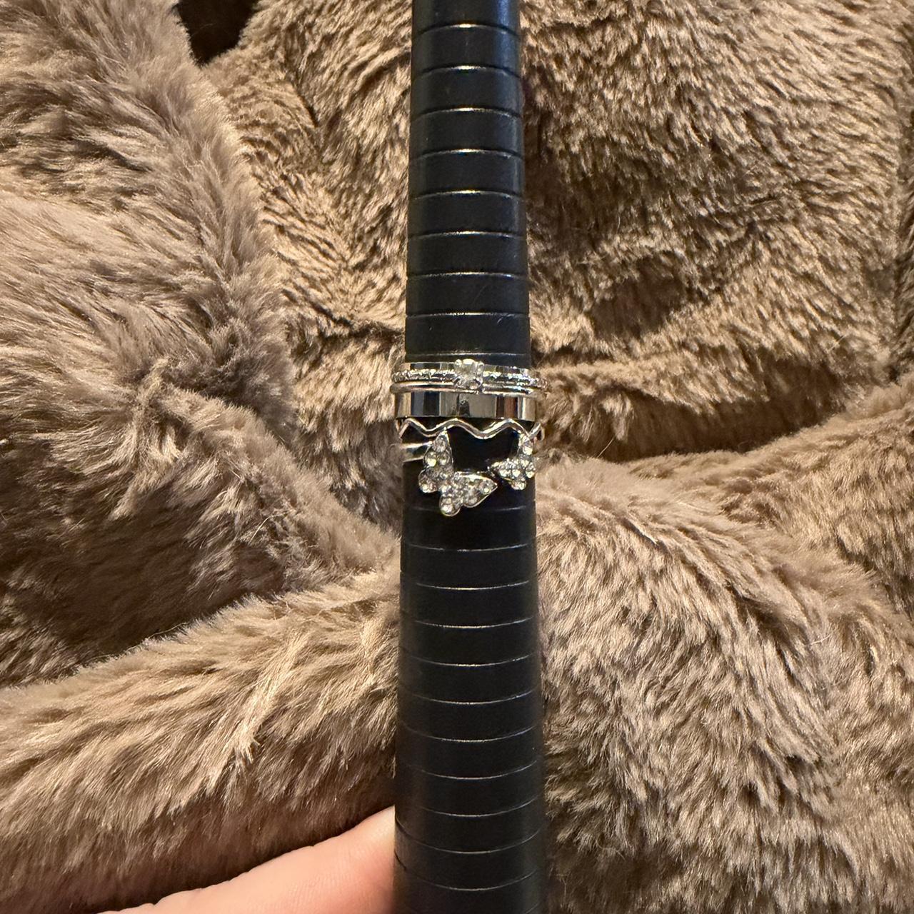 Women's Ring - Silver/Black – Silver stackable ri… - image 1