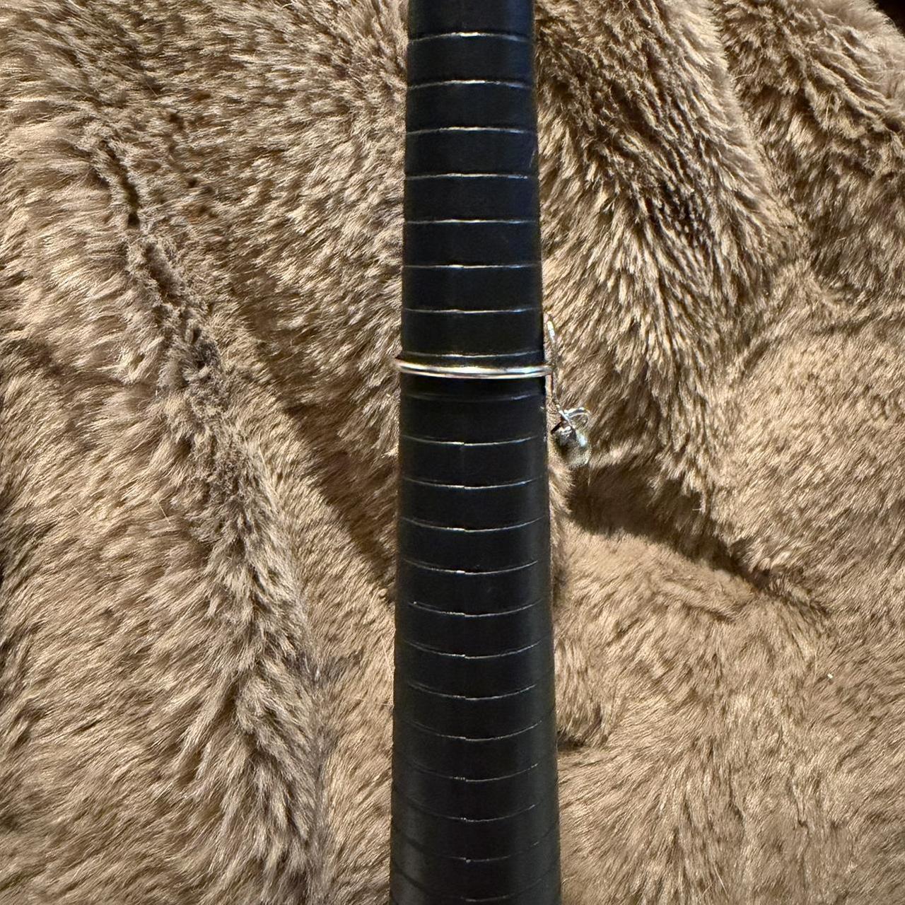 Women's Ring - Black/Silver – Silver leaf ring wi… - image 2