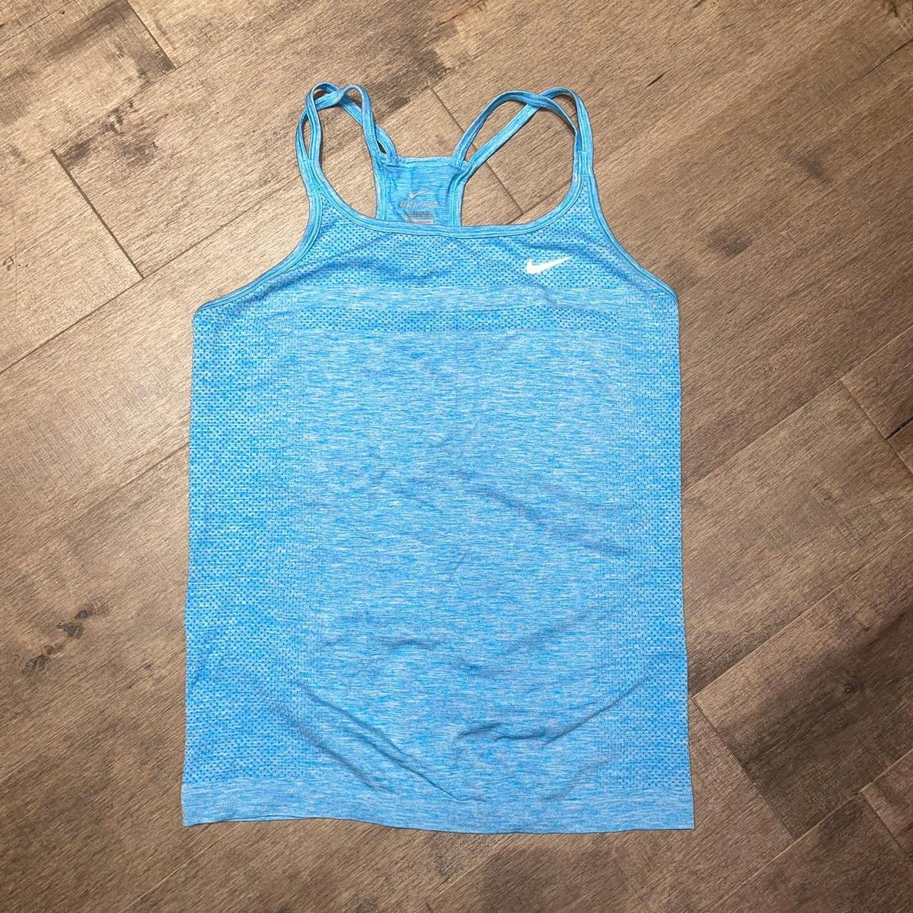 BLUE NIKE RUNNING TANK TOP Logo Has Very Slight Depop blue-nike-running-tank-top-logo-has-very-slight-depop