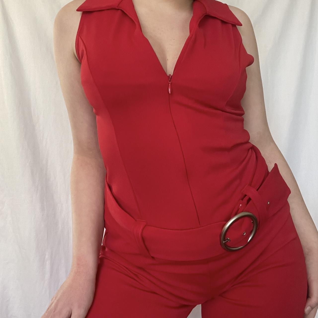 red and silver jumpsuit