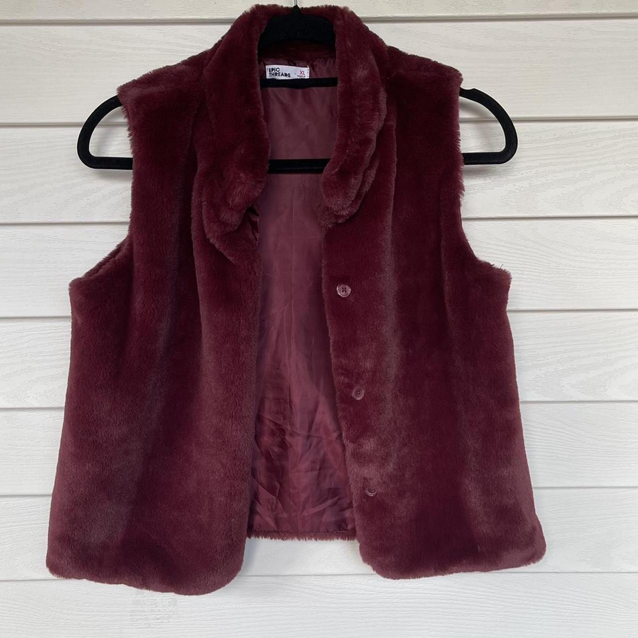 Burgundy hot sale fur gilet