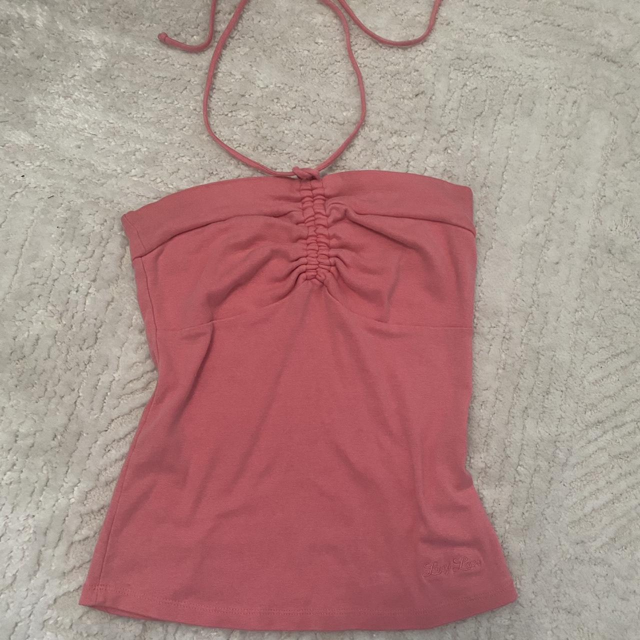Pink tube top with string neck - Depop
