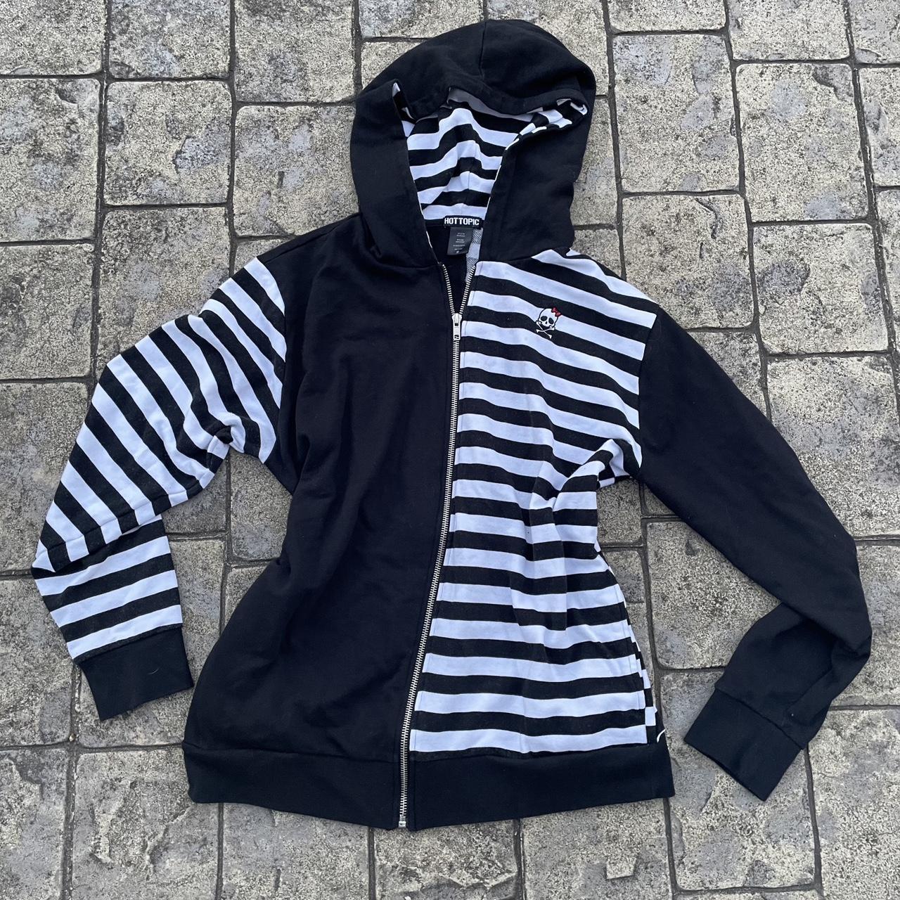emo scene monster high black and white striped zip... Depop